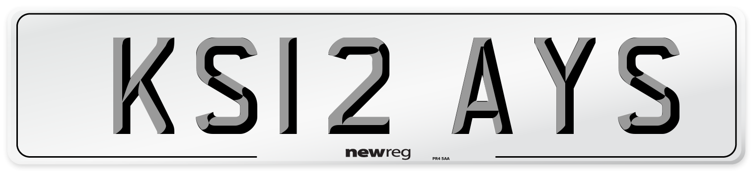KS12 AYS Number Plate from New Reg